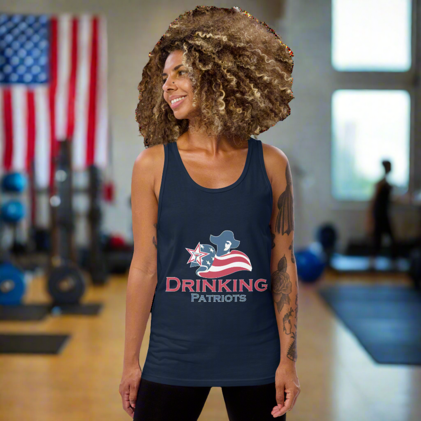 Unisex Tank Top with Drinking Patriots Logo