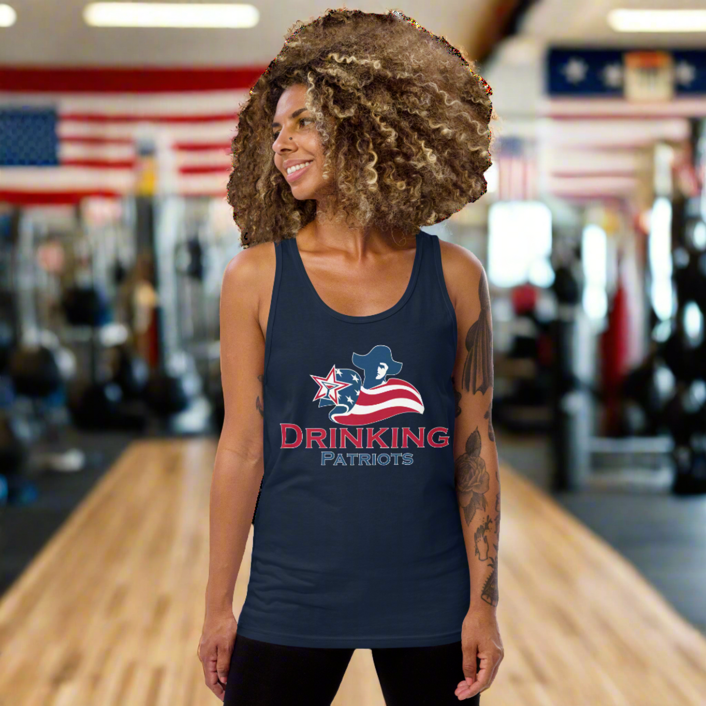 Unisex Tank Top with Drinking Patriots Logo